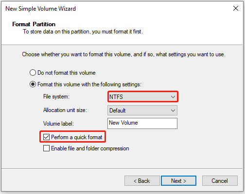 Format the partition