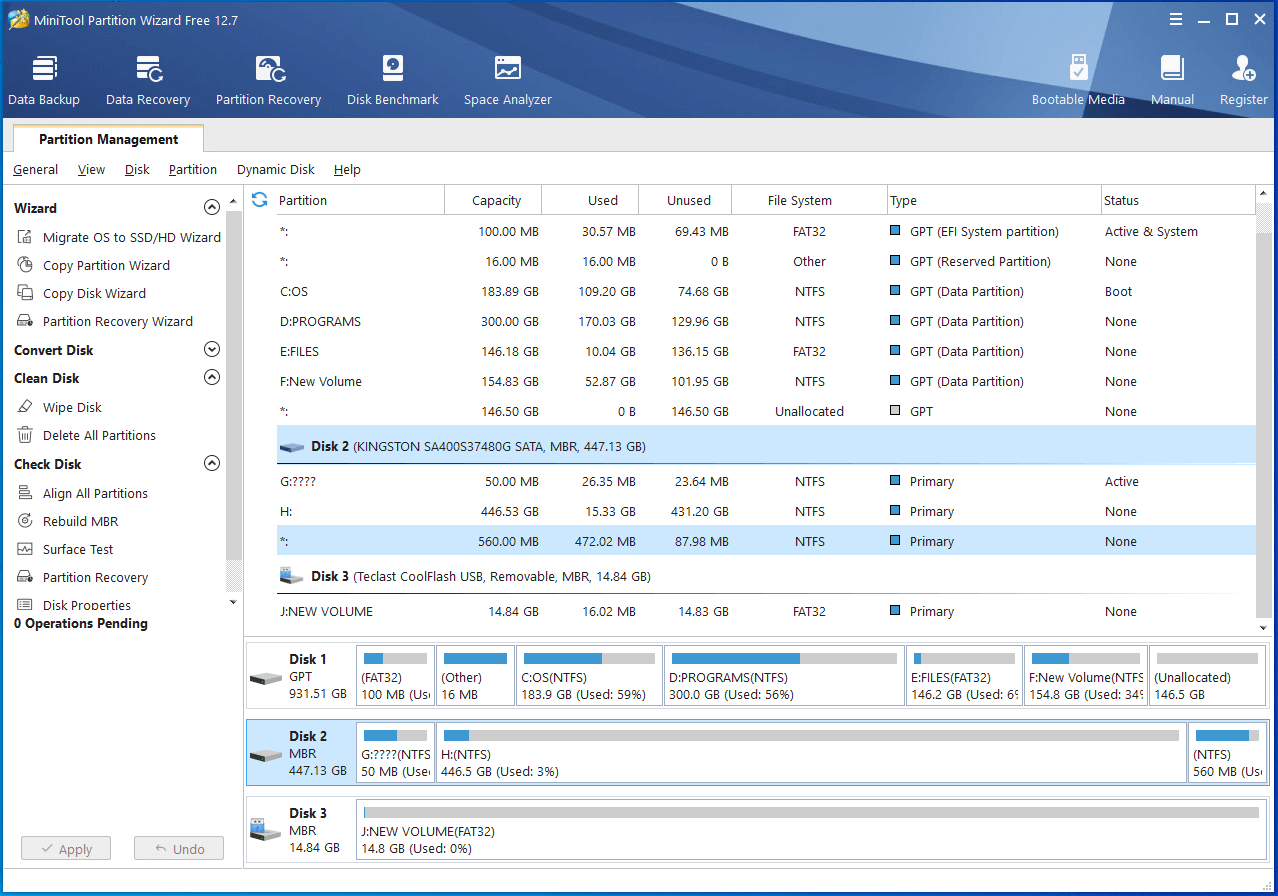 access the main interface of MiniTool Partition Wizard