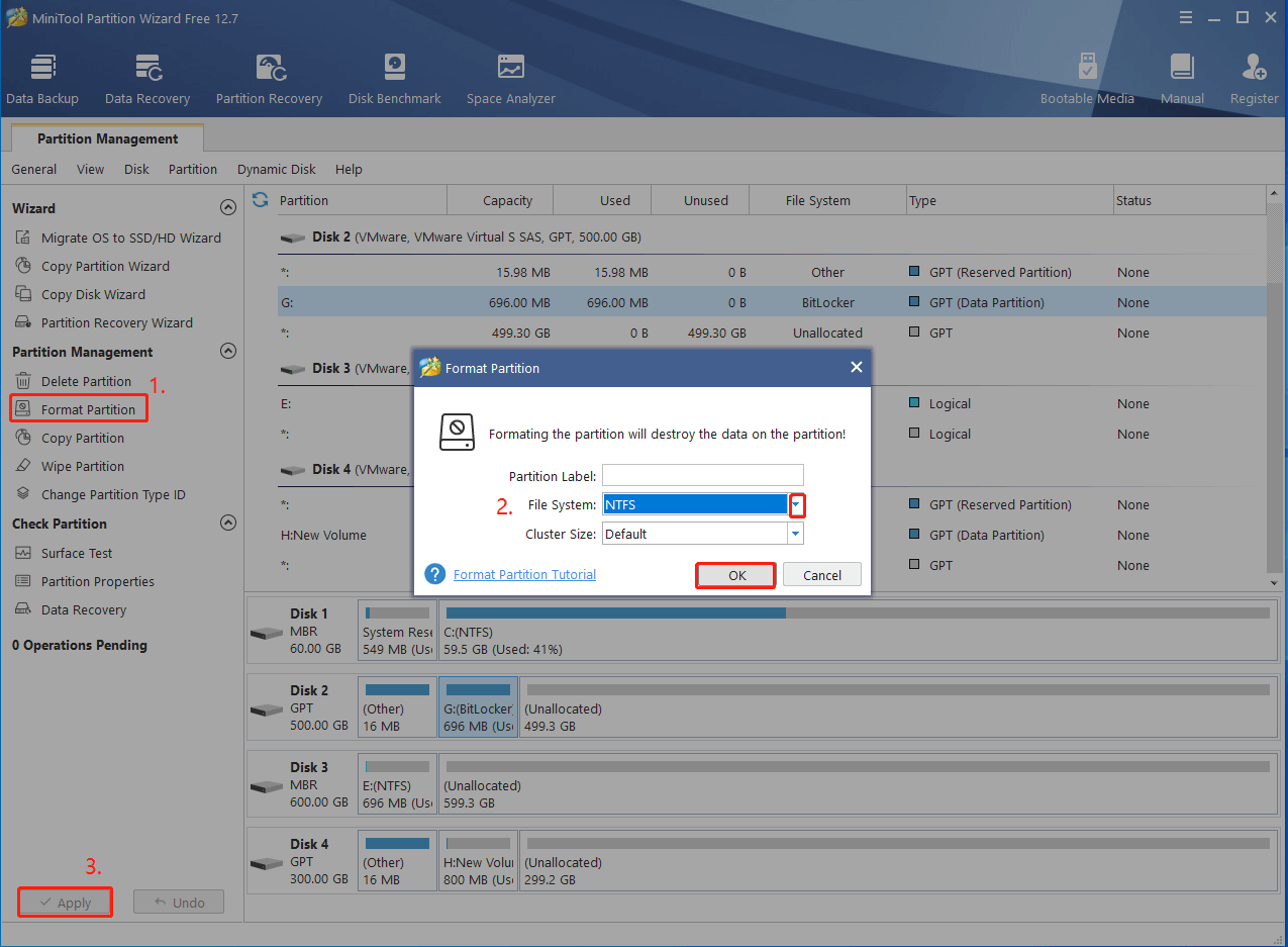 format a drive using MiniTool