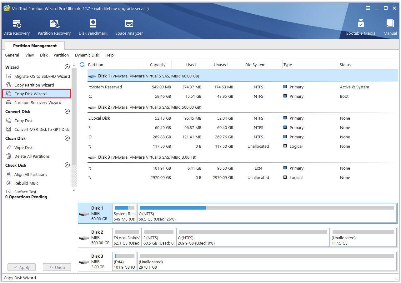 select Copy Disk Wizard option