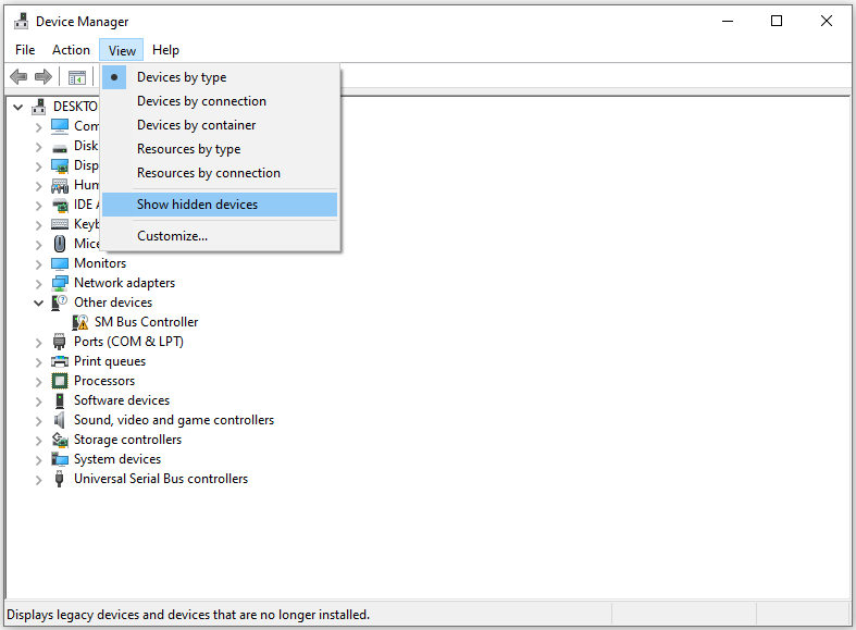 select Show hidden devices