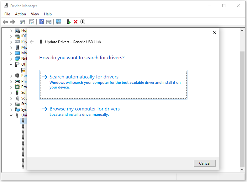 select Search automatically for updated driver software