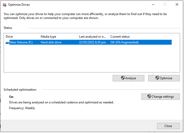 C drive not showing up on Optimize Drives