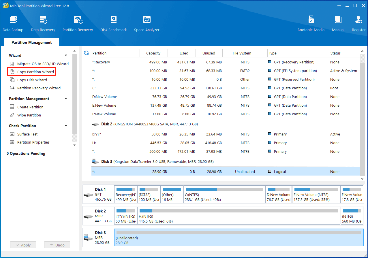 Select Copy Partition Wizard