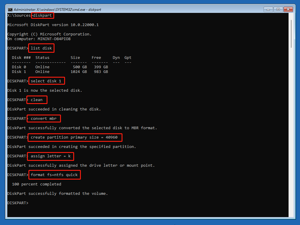 use DiskPart to partition a hard drive