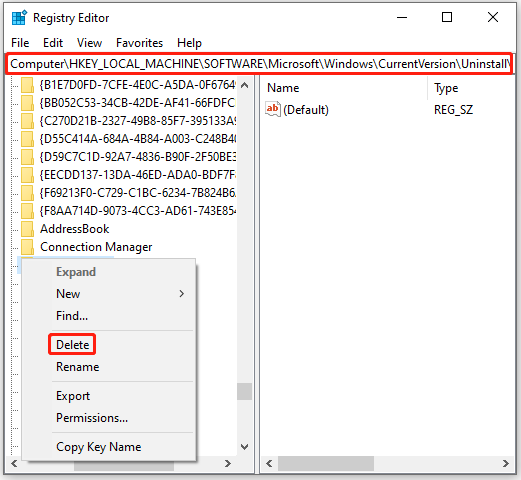 Uninstall this app in Registry Editor