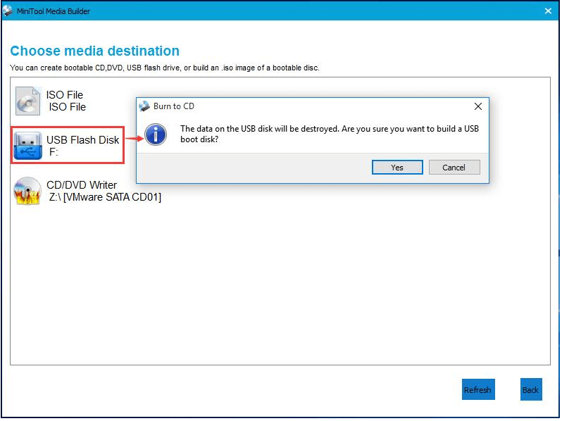 create a USB boot disk using MiniTool