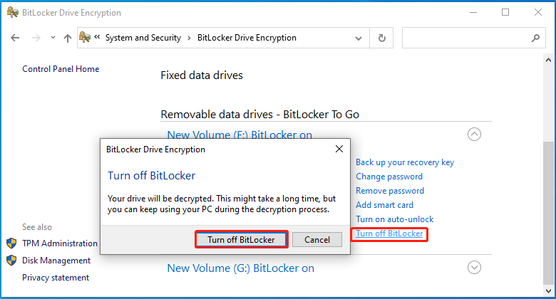 turn off BitLocker