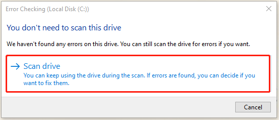 click Scan drive