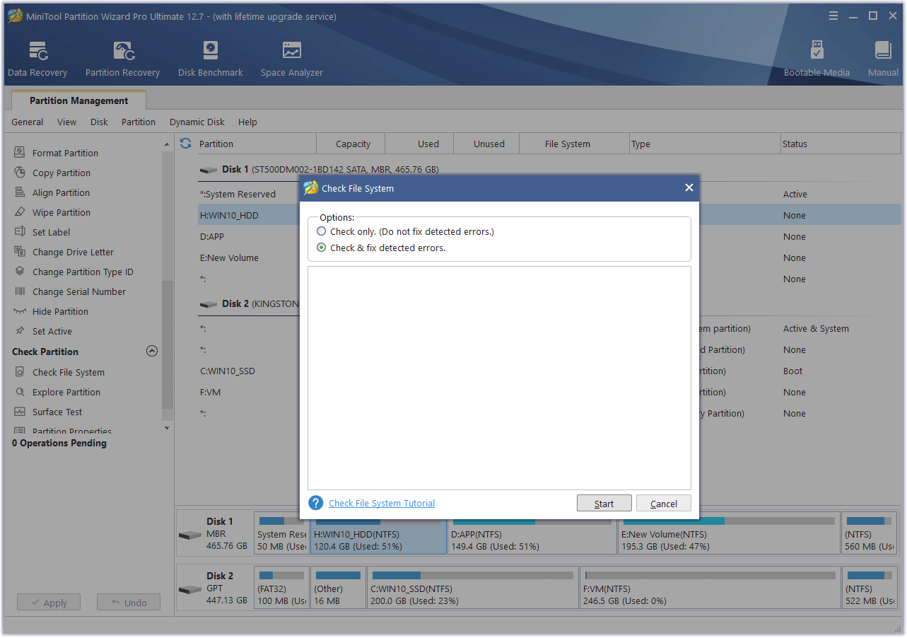 the steps to r un Check File System