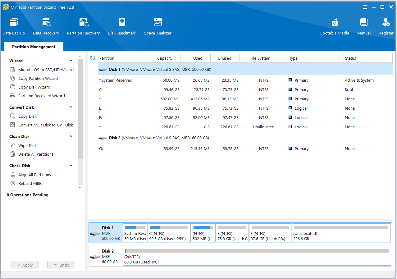 enter the main interface of MiniTool Partition Wizard