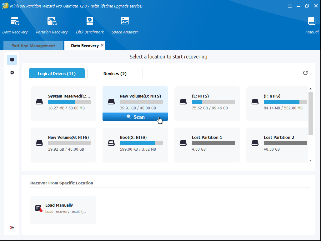 scan a partition to find lost files