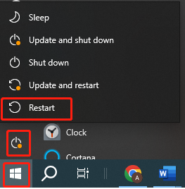 click the Restart option