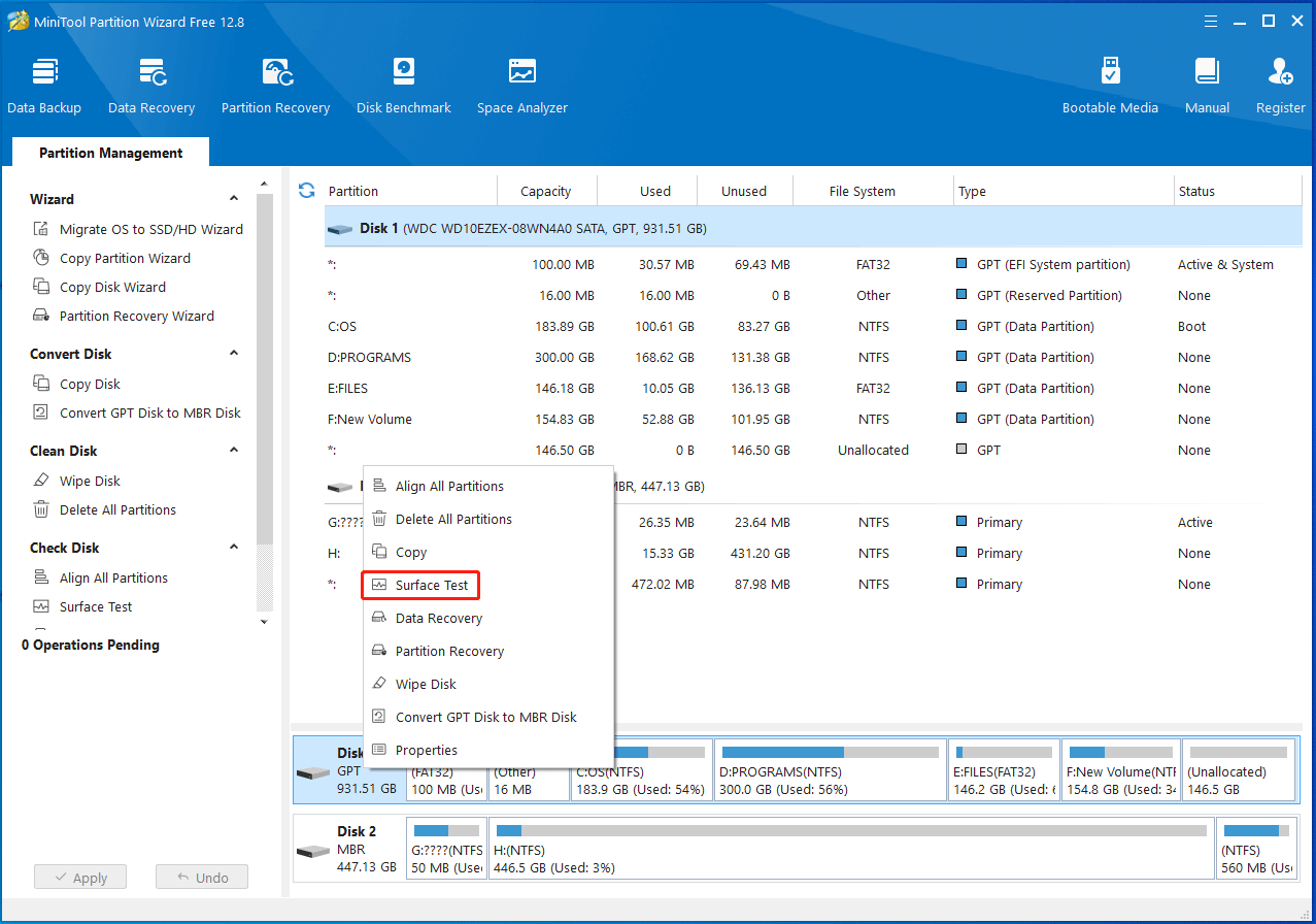 click Surface Test