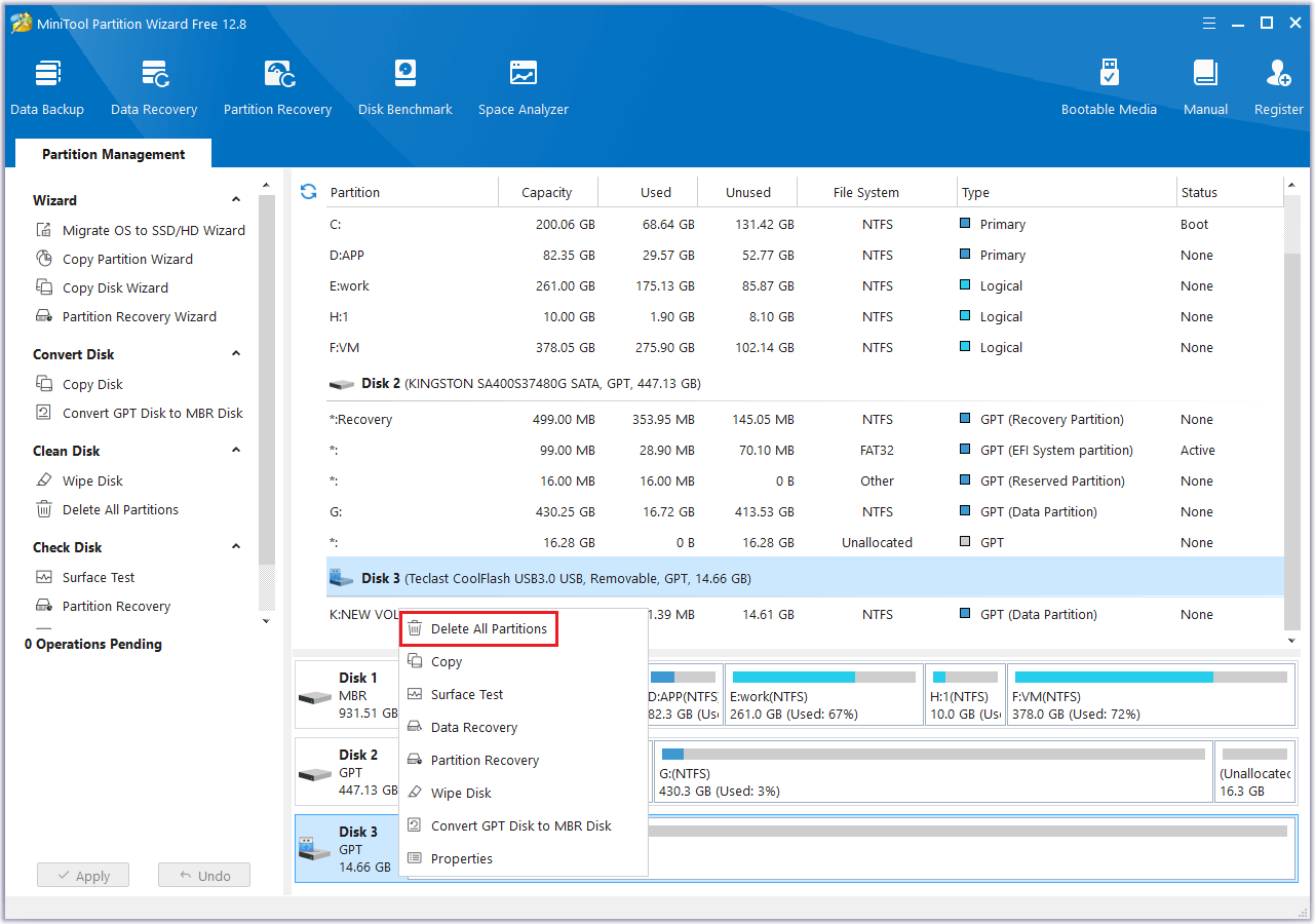 select Delete All Partitions