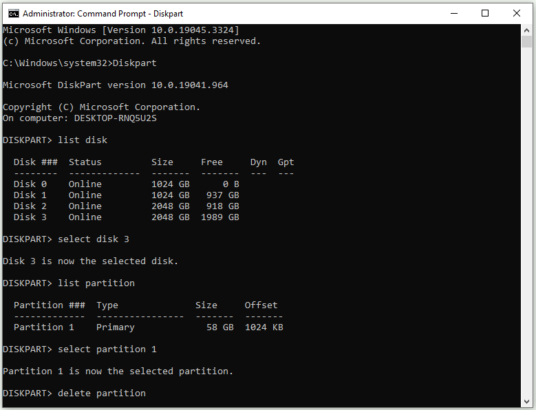 unpartition SD card using Diskpart