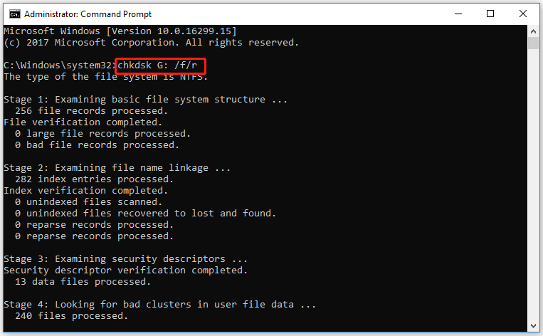 check hard drive errors using CHKDSK