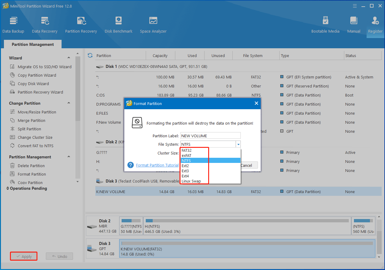 format the USB drive