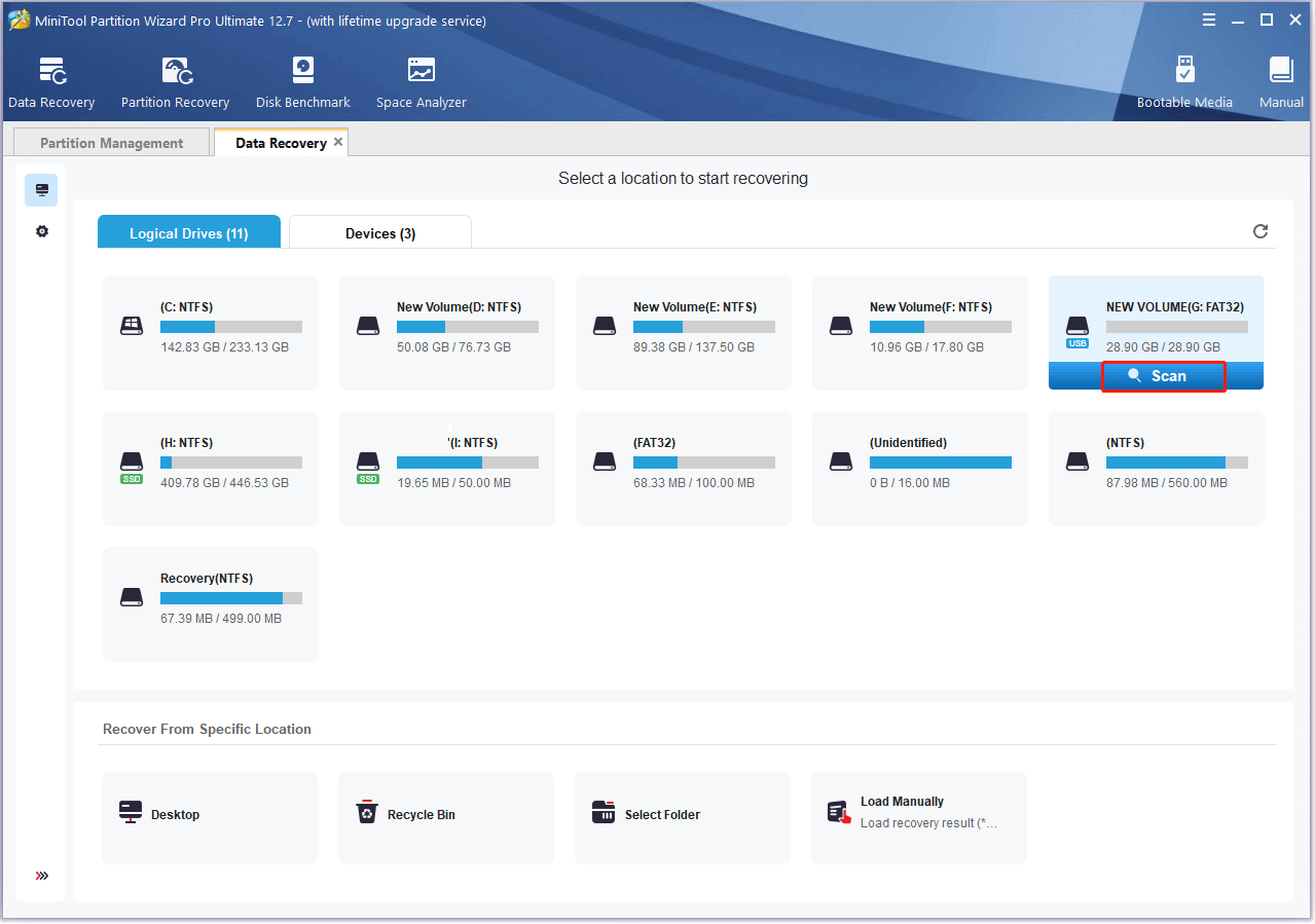 Scan the target drive