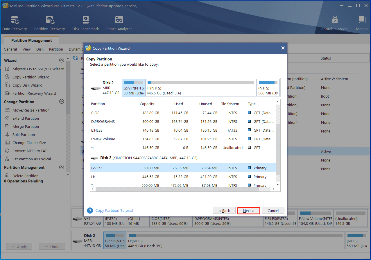 click on the system reserved partition