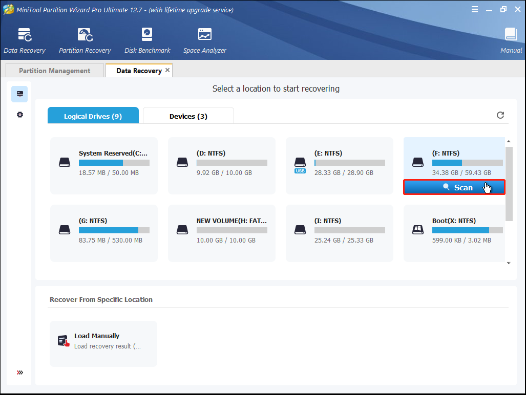 Scan the target partition