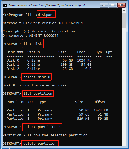 Delete the problematic partition