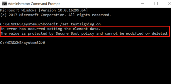The value is protected by Secure Boot policy