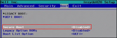 disable Secure Boot