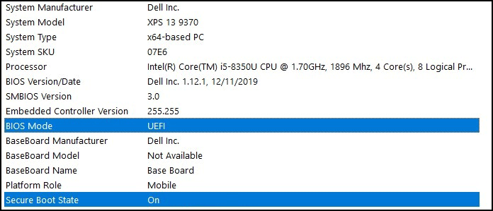 check BIOS Mode and Secure Boot State