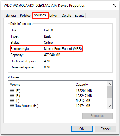 check partition style