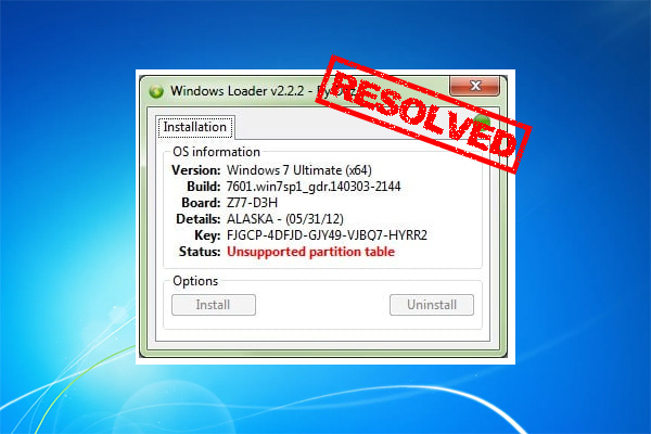 How to Fix Windows Loader Unsupported Partition Table? [4 Ways]