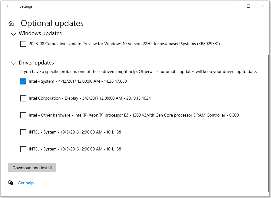 tick the needed driver update and install it