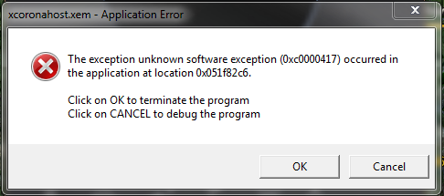 0xc0000417 unknown software exception