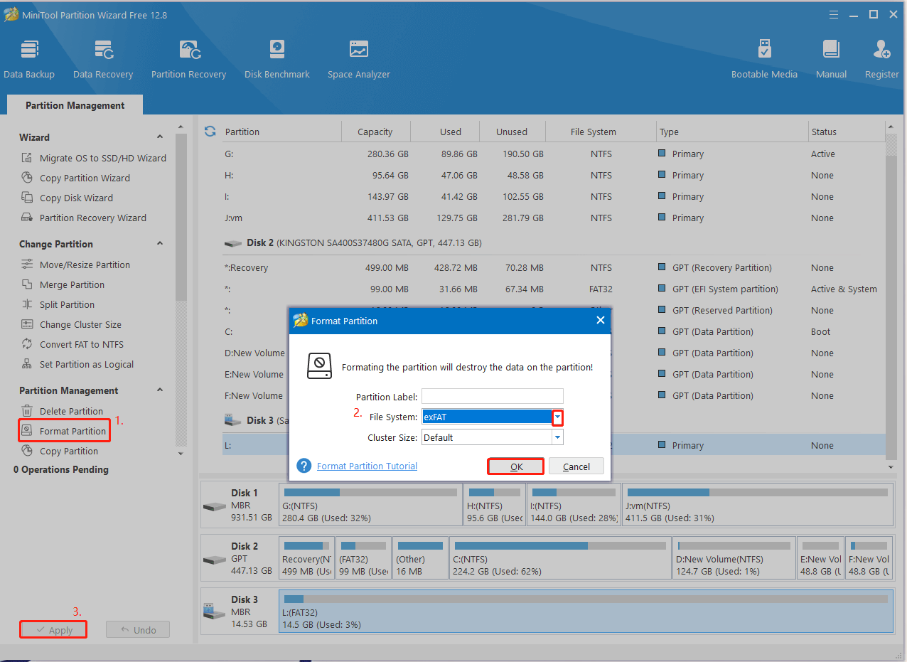 format the SD card using MiniTool