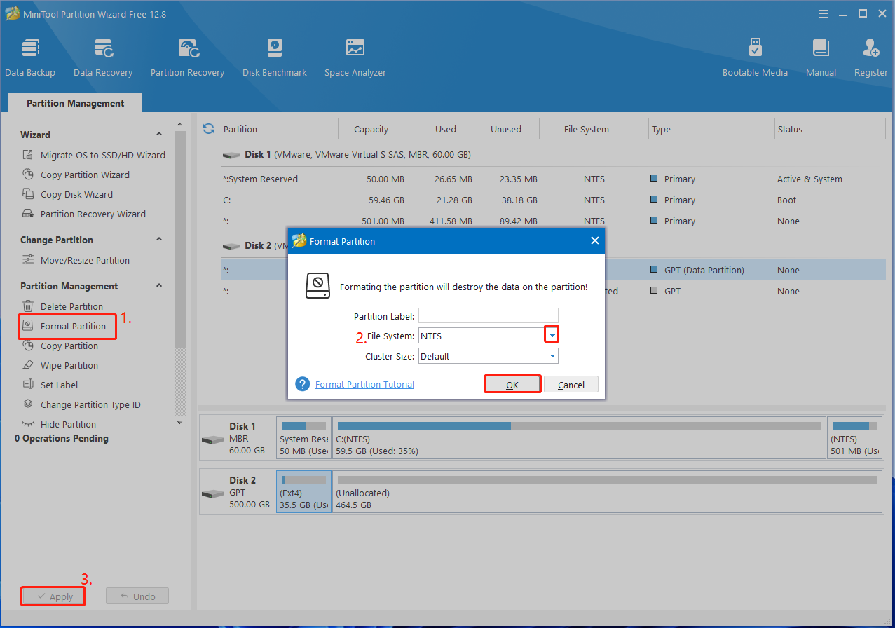 format partition using MiniTool