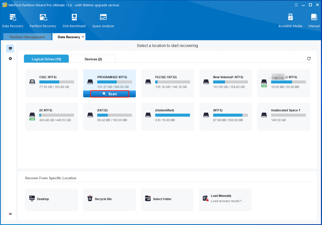 scan the D drive