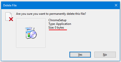 Windows 10 deleted 0 bytes error