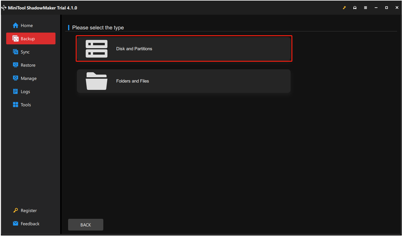 click Disk and Partitions