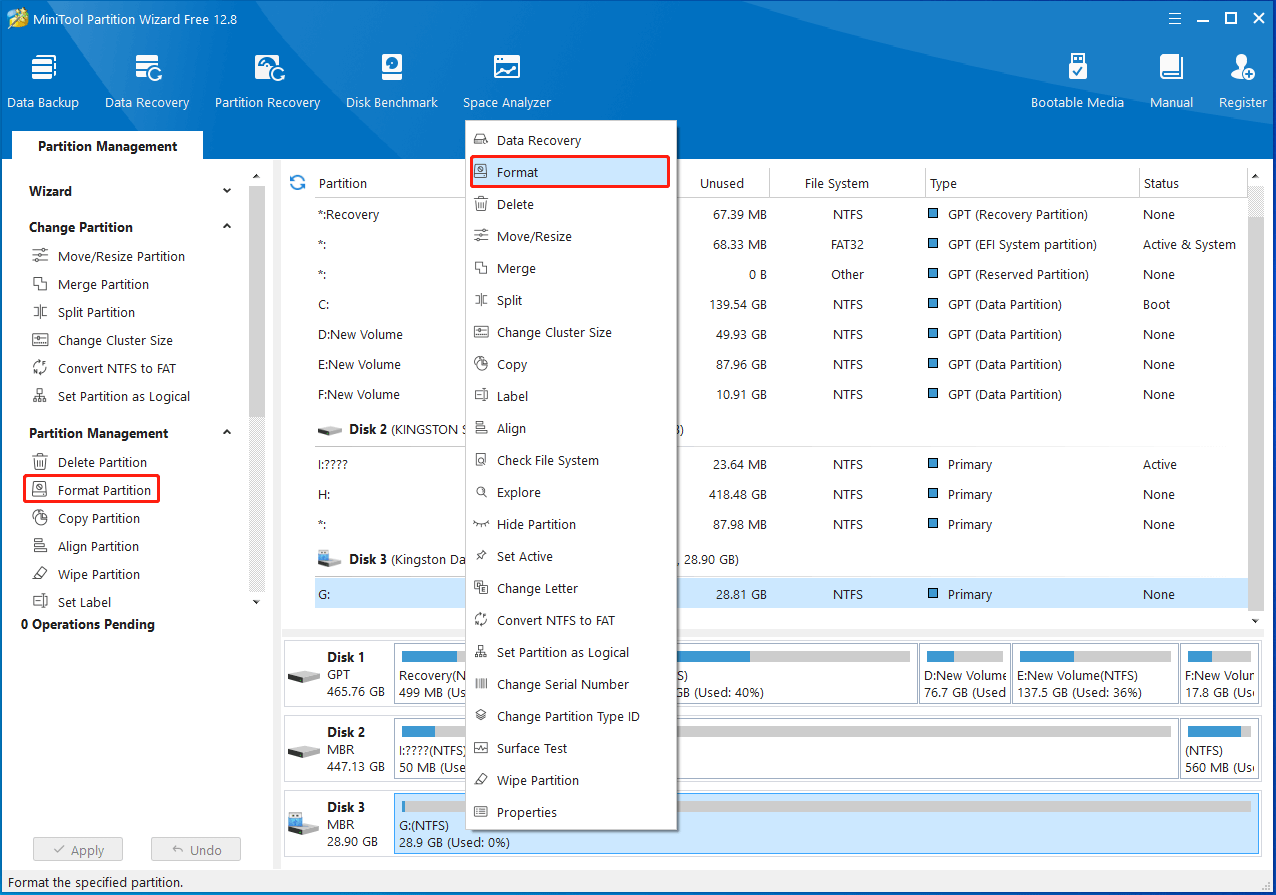 Select Format Partition