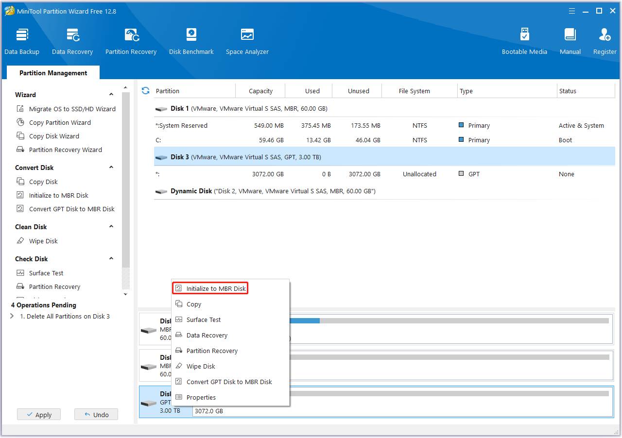 initialize to MBR disk