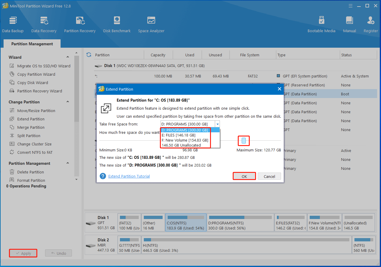 extend partition