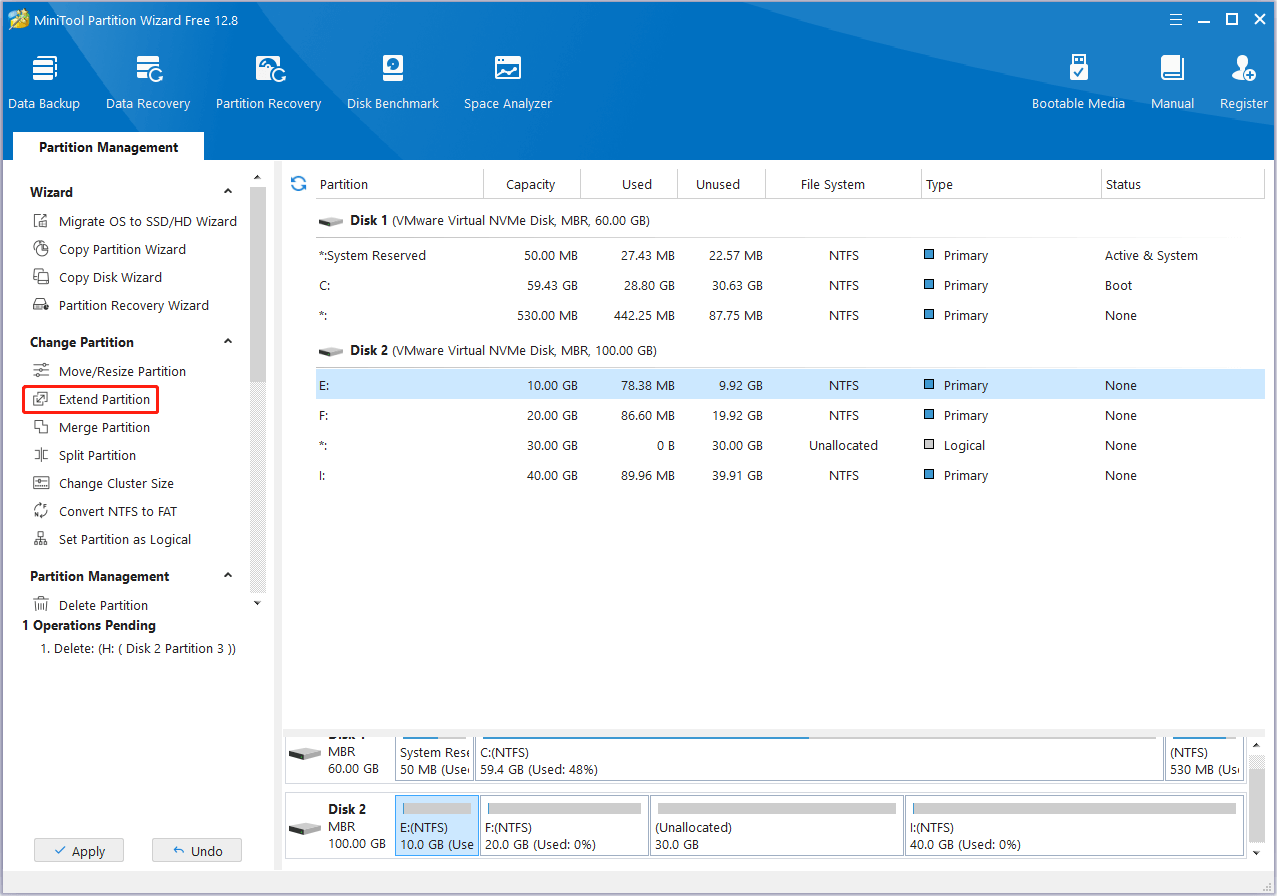 Select Extend Partition