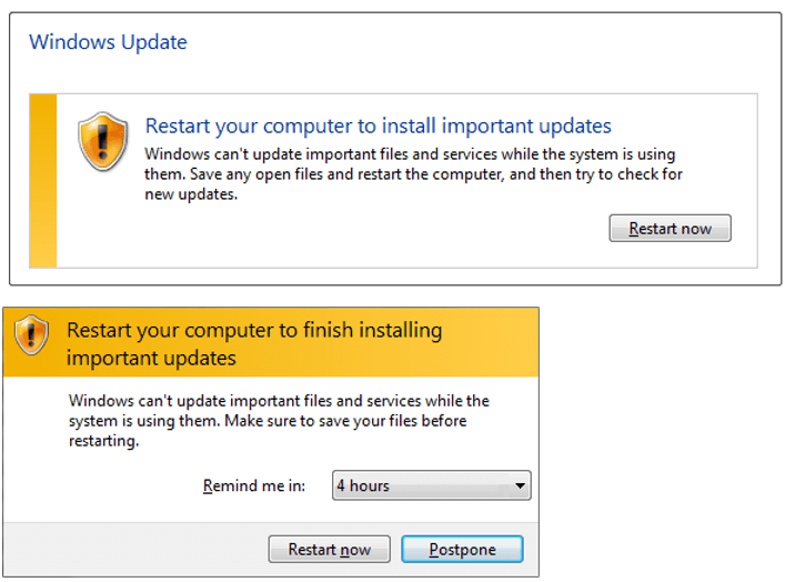 restart your computer to install important updates