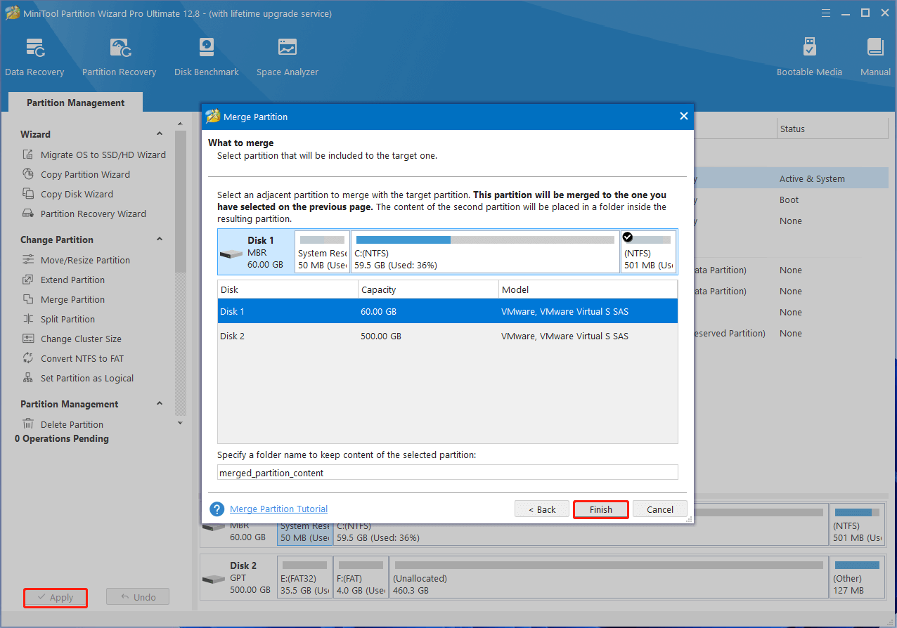 merge partitions using MiniTool