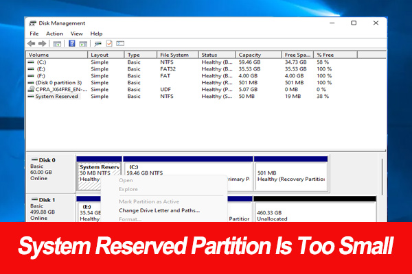 System Reserved Partition Is Too Small? Fix It Now