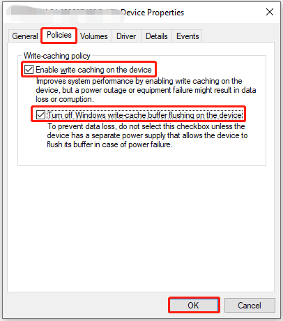 turning off Windows write cache buffer flushing