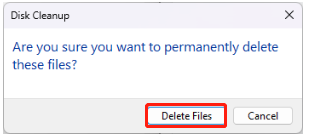 click Delete Files