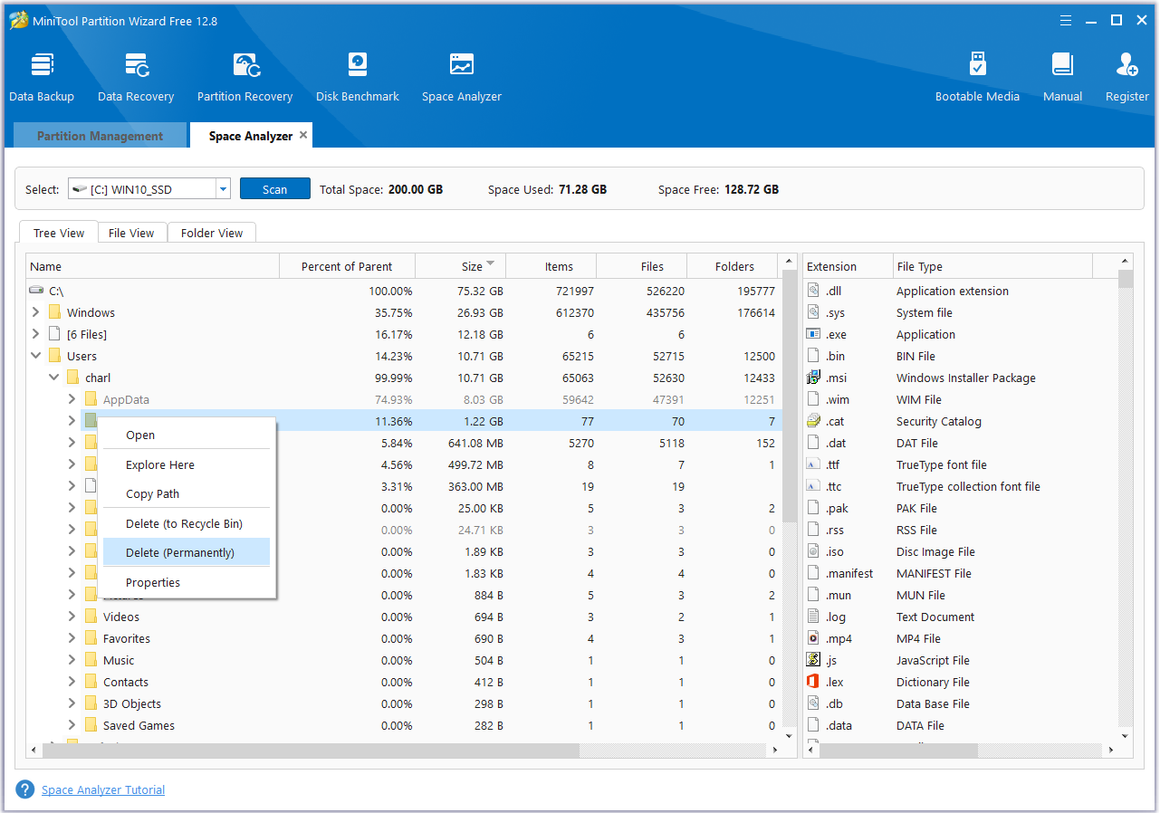 use the Space Analyzer feature