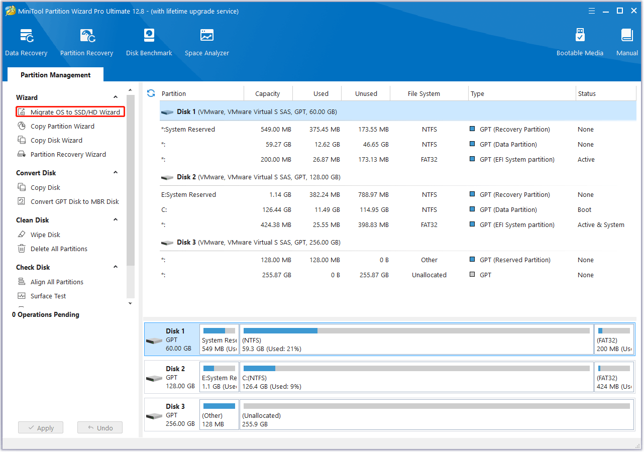 click Migrate OS to SSD or HD Wizard