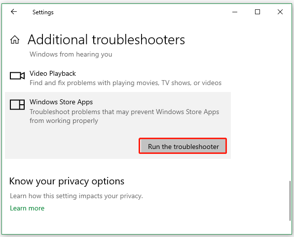 run Windows Store Apps troubleshooter